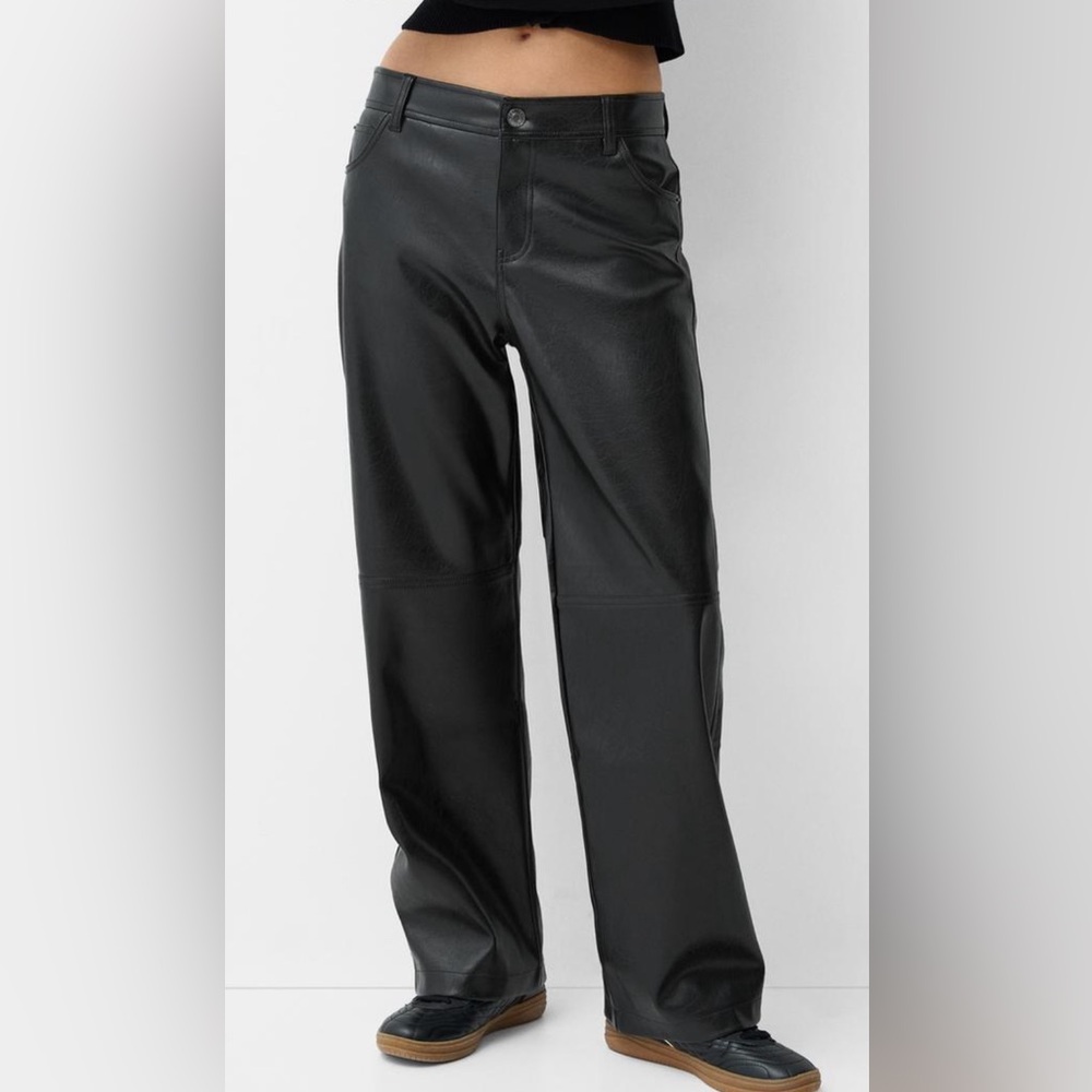 AYLA Faux Leather High Rise Black Straight Leg Pants Size Medium 29x29